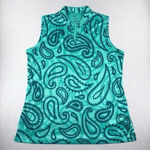 Nike Sleeveless Polo Womens Large Golf Victory Green Paisley Dri-Fit DH1975-392